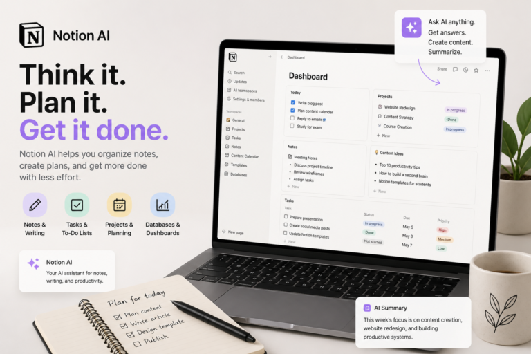 notion ai productivity tool dashboard
