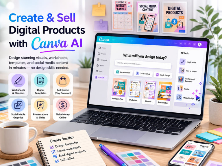canva ai design digital products online income